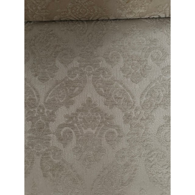 2000 - 2009 Pair of Sherrill Carved Wood Damask Armchairs With Nailhead Trim Pair of Sherrill Carved Wood Damask Armchairs With Nailhead Trim For Sale - Image 5 of 17