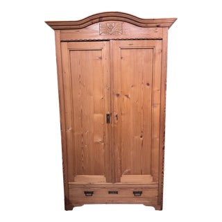 Vintage Pine Wood Armoire For Sale