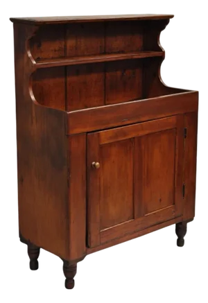 Antique French Country Colonial Pine Wood 50" H Drysink Kitchen Jelly Cupboard