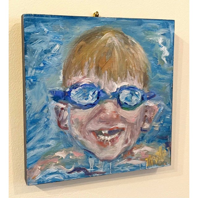 Contemporary "Pool Boy", Contemporary, Original Oil Painting, Beach House Art For Sale - Image 3 of 5