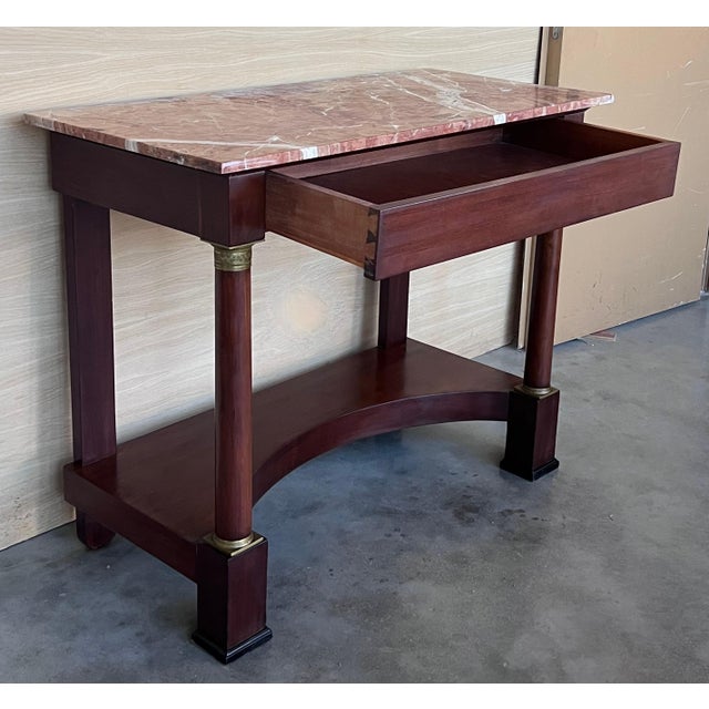 Antique French Empire Fruitwood Console Table with drawer, Early 20th Century For Sale - Image 4 of 18