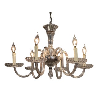 Clear Murano Crystal 6-Arm Chandelier in the style of Barovier, 1970s For Sale