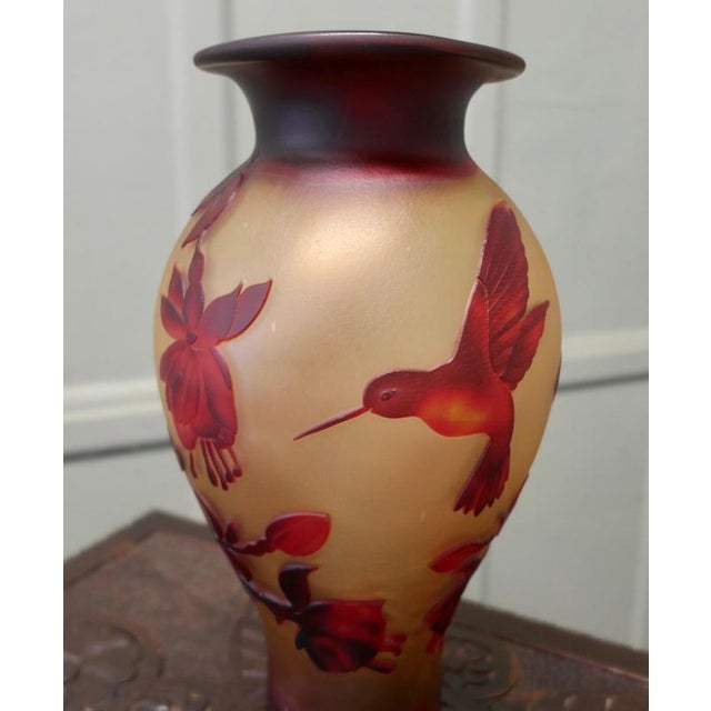 French Vintage Design, Signed Cameo Glass Vase after Emile Gallé A Vintage design Cameo Glass Vase, the vase is in deep...