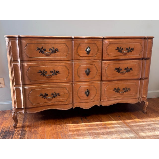Vintage 1940s Joseph Gerte Boston Custom Mahogany 9-Drawer Dresser & Mirror Set Experience classic American craftsmanship...