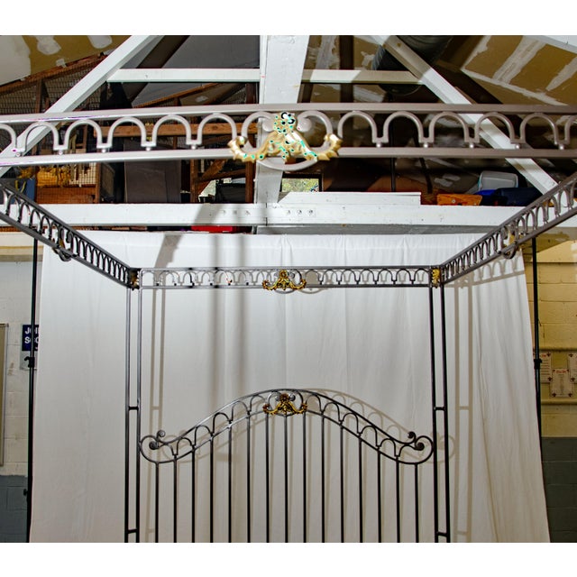 Gray Iron Canopy Bed For Sale - Image 8 of 14