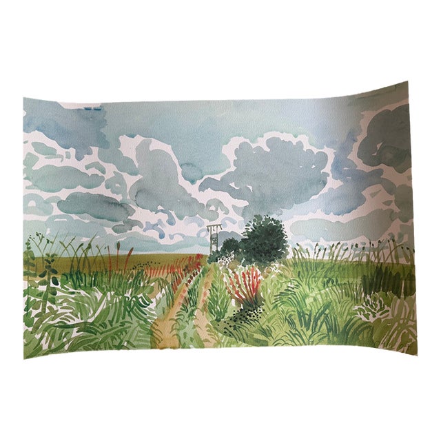 David Hockney (1937-2026), "Cart Track and Pylon, East Yorkshire", Copyright David Hockney, Printed in the Uk For Sale