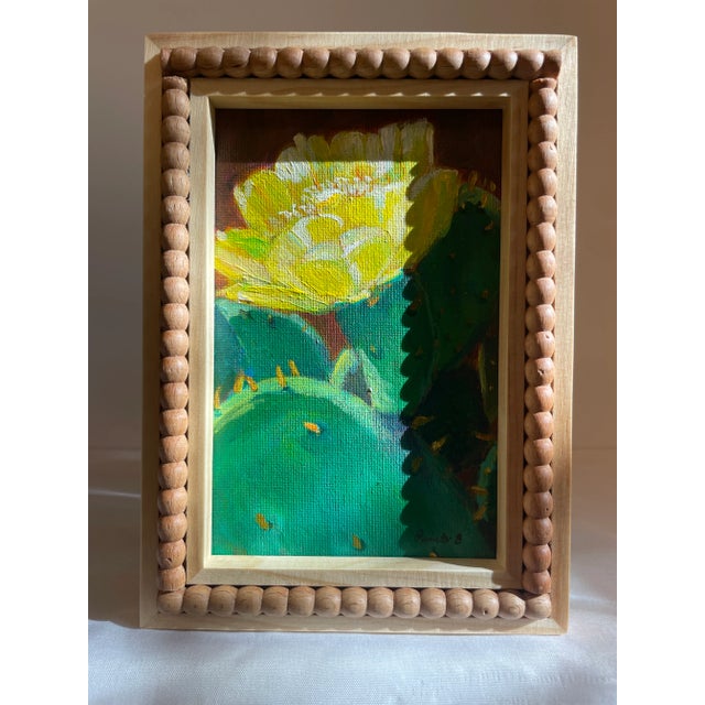 Yellow Blooming Cactus With Yellow Flowers – Framed Desert Painting by Pamela Baumann For Sale - Image 8 of 12