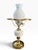 Metal Vintage Hobnail Milk Glass & Brass Hurricane Table Lamp With Turned Wood Accent For Sale - Image 7 of 10