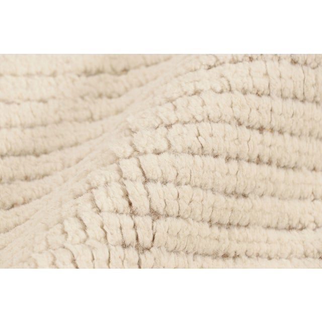 Rug & Kilim’s Modern Textural Rug in Cream & Brown with Ribbed Stripes - 13x18 For Sale In New York - Image 6 of 7