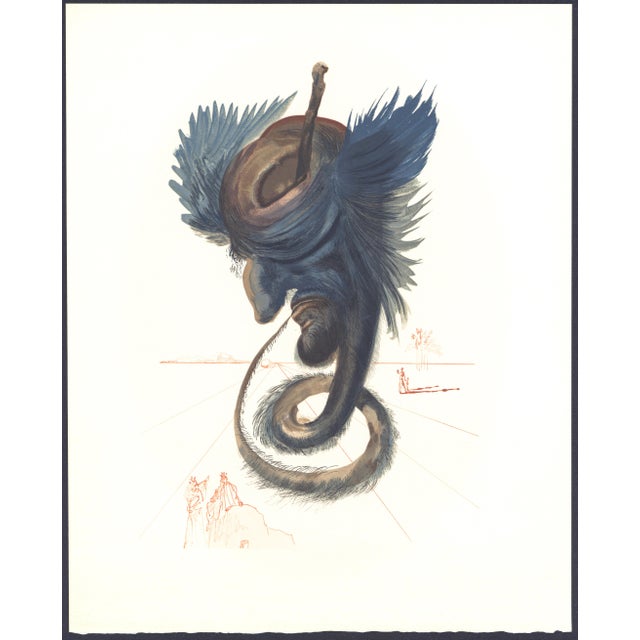 1963 Dalí Divine Comedy Engraving Enfer Chant 27 "Le Chérubin Noir" (The Black Cherub) For Sale