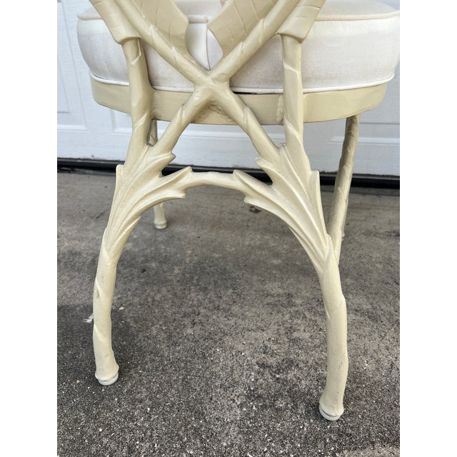 1960s Vintage Hollywood Regency Era Banana Leaf Cast Aluminum Chairs 3 Pieces For Sale - Image 5 of 17