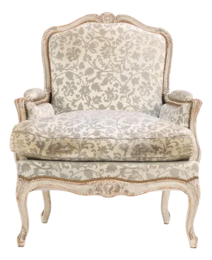 A French Louis XV Style Painted Carved Bergere Chair, C. 1940.