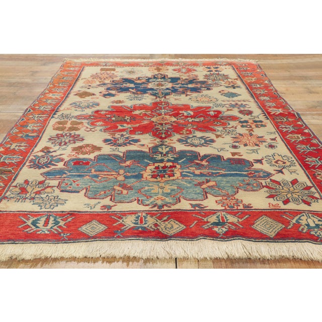 Beige Vintage Turkish Rug, 04'11 X 06'10 For Sale - Image 8 of 10