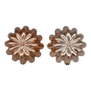 Vintage Copper Molds, Similar Pair — Scalloped Flower Design For Sale