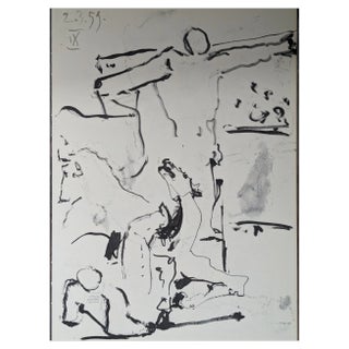 Pablo Picasso, Christ on the Cross and Horses 2, Double-Sided Original Lithograph, 1961 For Sale