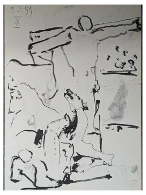 Pablo Picasso, Christ on the Cross and Horses 2, Double-Sided Original Lithograph, 1961