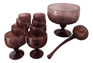 Vintage Punch Set in Bubble Glass, 1970s, Set of 10