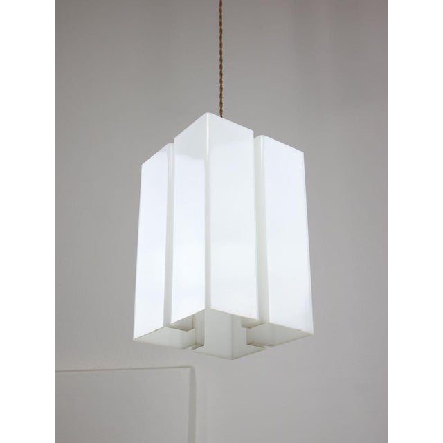 Vintage Italian Acrylic Glass Tower Pendant Lamp For Sale - Image 11 of 16