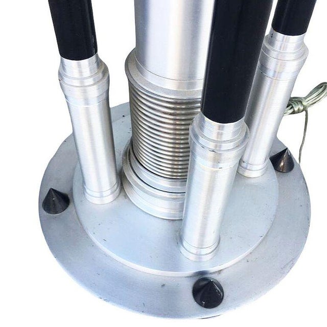 Black 1980 Large Machine Age Art Deco Revival Aluminum and Steel Floor Lamp For Sale - Image 8 of 8