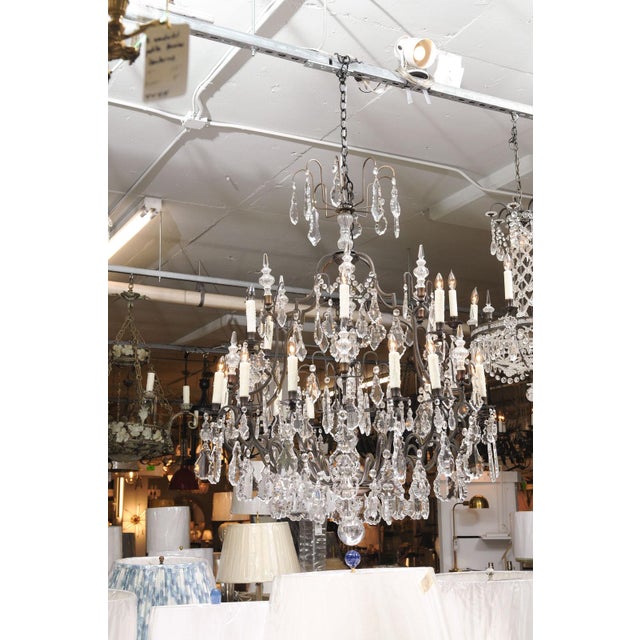 Bronze Early 20th Century XL 18-Light Crystal & Bronze Louis XV Chandelier France For Sale - Image 8 of 14