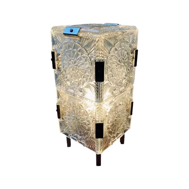 Mid-Century Bohemian Glass Table Lamp by Kamenicky Senov for Kamenický Šenov For Sale