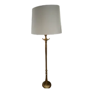 Contemporary Arteriors Empress Gold Leaf Iron Floor Lamp With Parchment Shade