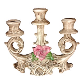 Capodimonte Vintage 3 Arm Candelabra For Sale
