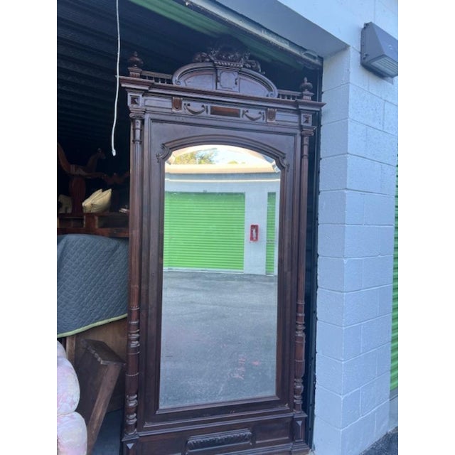 Rosewood Antique French Louis XV Rococo Mirrored Armoire For Sale - Image 11 of 12