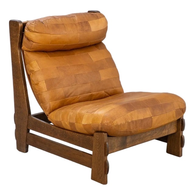 Late 20th Century Carl Straub Highback Lounge Chair in Oak + Leather For Sale