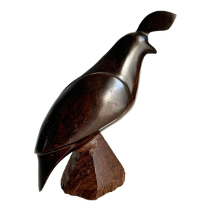 Mid Century Carved Wood Quail MCM Ironwood Bird Statue Large 8.5"