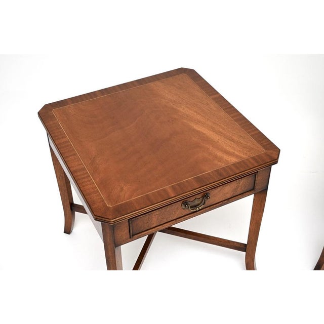 Wood Georgian Style Bedside Tables, 1950s, Set of 2 For Sale - Image 7 of 11