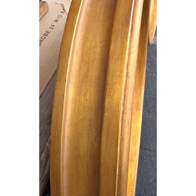 Wood Pair of 44" Friedman Brothers Bullseye Parcel-Gilt Round Wall Mirrors With Ebonized Inner Liners For Sale - Image 7 of 10