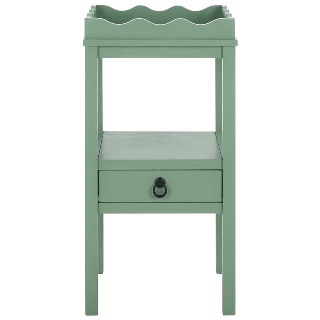 Darlyn Scalloped 1 Drawer Accent Table in Sage For Sale - Image 10 of 10