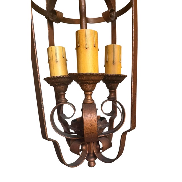 Early 20th Century Copper and Bronze Gilt Spanish Revival Lantern Chandelier For Sale - Image 12 of 12