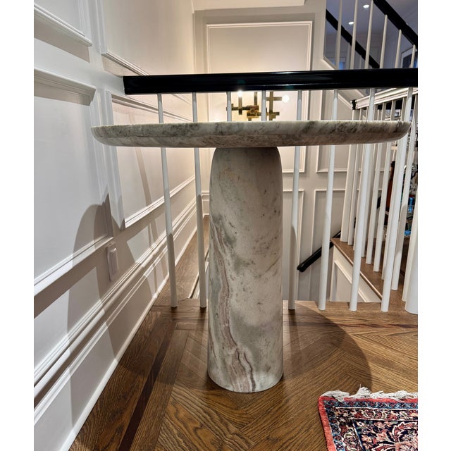 2010s Babylon 30" Round Torrento Grey Marble Bistro Table For Sale - Image 5 of 5