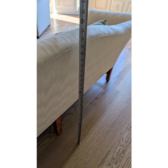 Textile Vanguard Furniture Classic Cream Camel Back Sofa Settee Loveseat W/ Pillows For Sale - Image 7 of 9