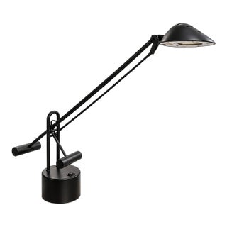 Vintage 1990s Postmodern Black Counterbalance Adjustable Halogen Desk Lamp For Sale