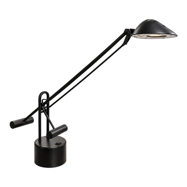 Vintage 1990s Postmodern Black Counterbalance Adjustable Halogen Desk Lamp For Sale
