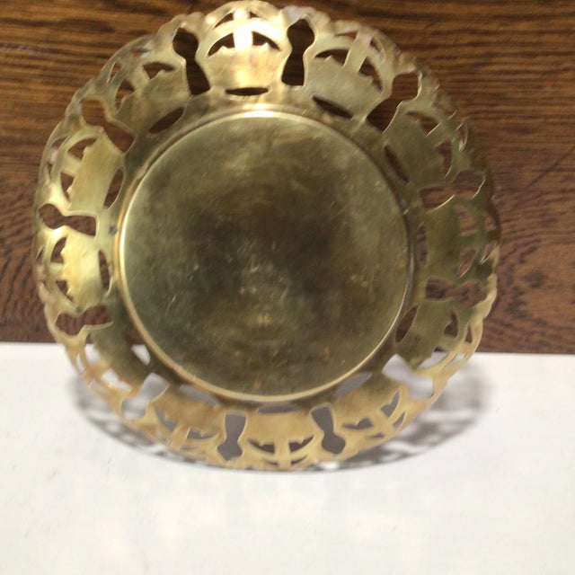 Vintage Queen Elizabeth and Prince Phillip Brass Crown Filigree Coronation Wall Decor - a Pair For Sale - Image 11 of 13