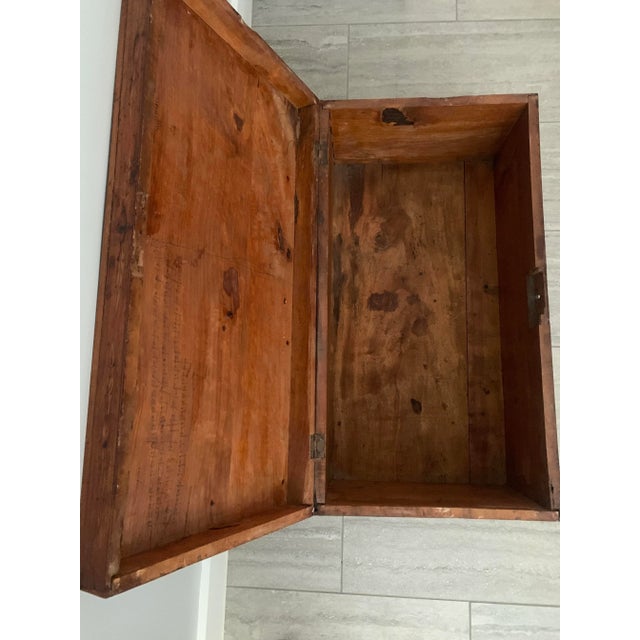 Antique Handmade Wooden Trunk For Sale - Image 9 of 12
