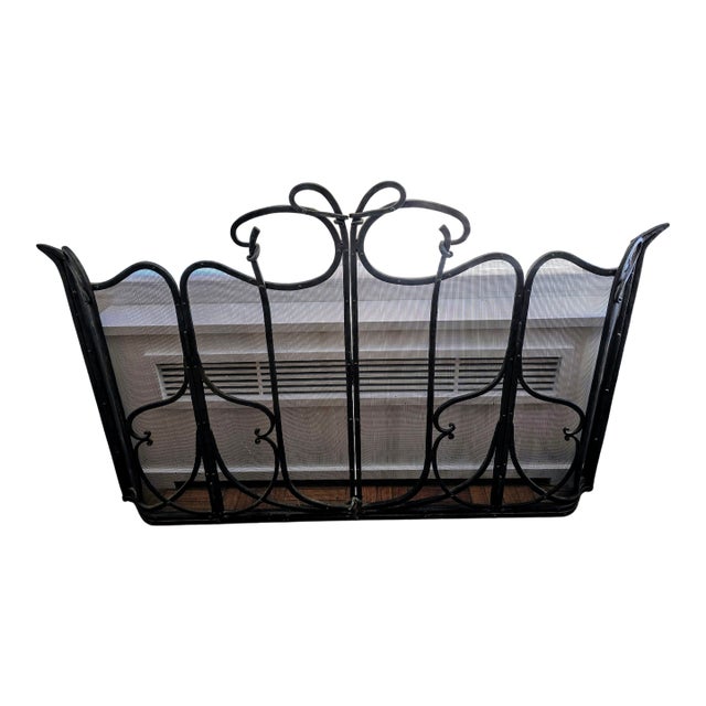 1980s XL Custom Forged Steel Fireplace Screen For Sale