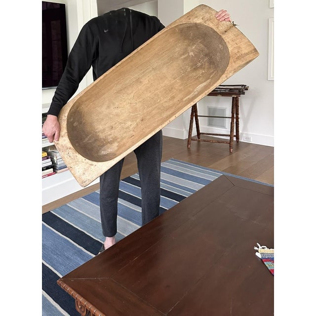 European Antique Extra Large handmade Carved wood Dough Bowl or Trough A beautiful hand carved European dough bowl....