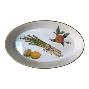 English Porcelain Serving Bowl Fruits and Vegetables