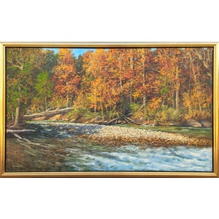 Jerry Greenberg "Arkansas River Ozarks" Contemporary Realistic Forested Landscape Painting, 1995 For Sale