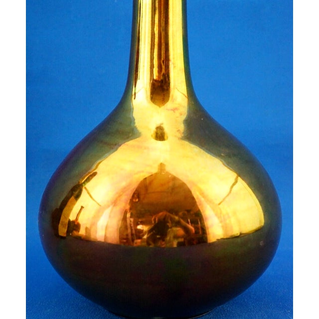 20th Century Ceramic Vase with Gold Metallic Lustre Glaze from Bottega Gatti, Italy, 1970s For Sale - Image 16 of 18