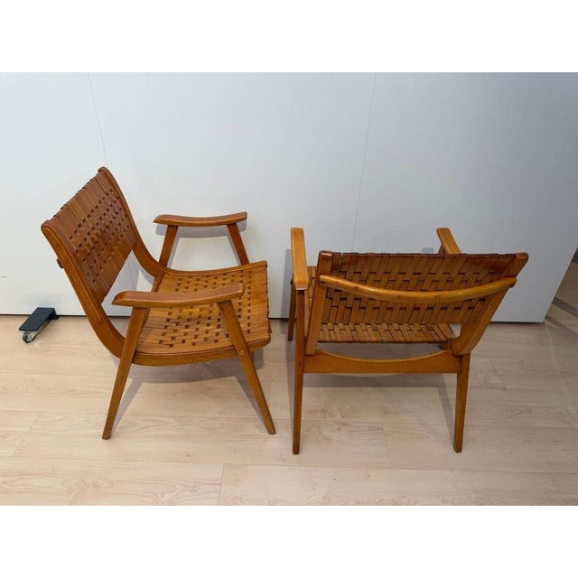 Metal Gelenka Armchairs in Solid Beech Wood, Germany, 1950, Set of 2 For Sale - Image 7 of 18