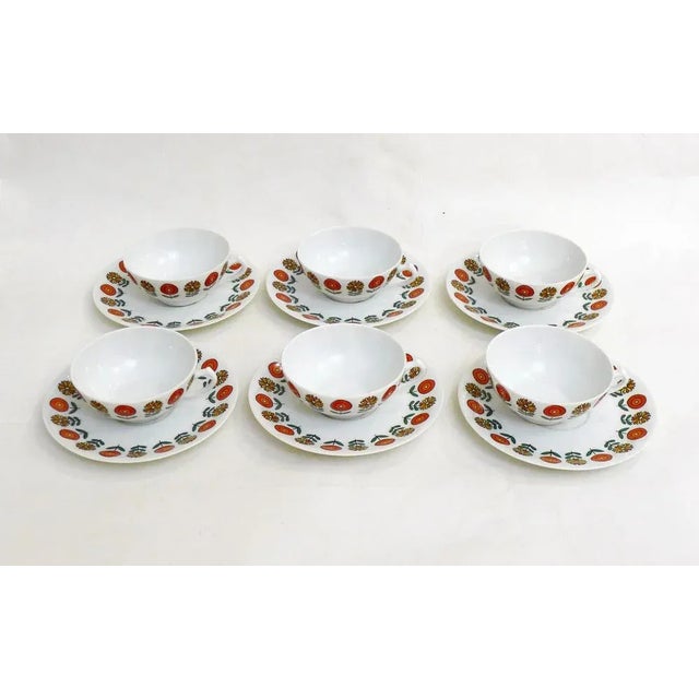 Porcelain Coffee Cups and Saucers, 1970s, Set of 6 For Sale - Image 10 of 10