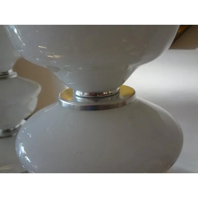 1960s Mid-Century White Murano Glass Lamps-Pair For Sale - Image 5 of 10