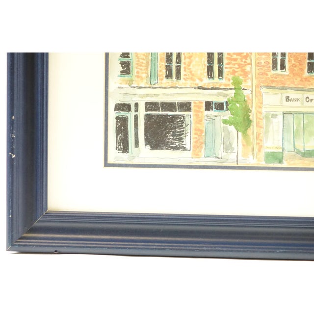 Realism *"The Bank of Hanover" - Original Watercolor on Paper Signed For Sale - Image 3 of 6