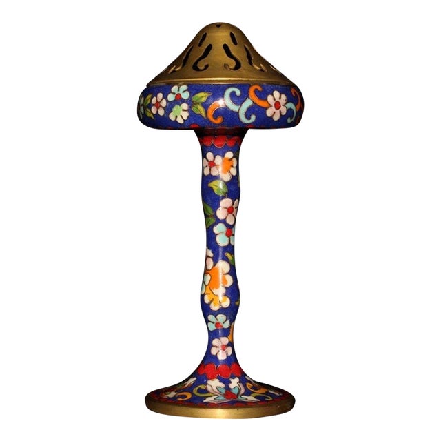 Late 19th Century Cloisonné Enamel Censer With Pierced Lid, 613g For Sale